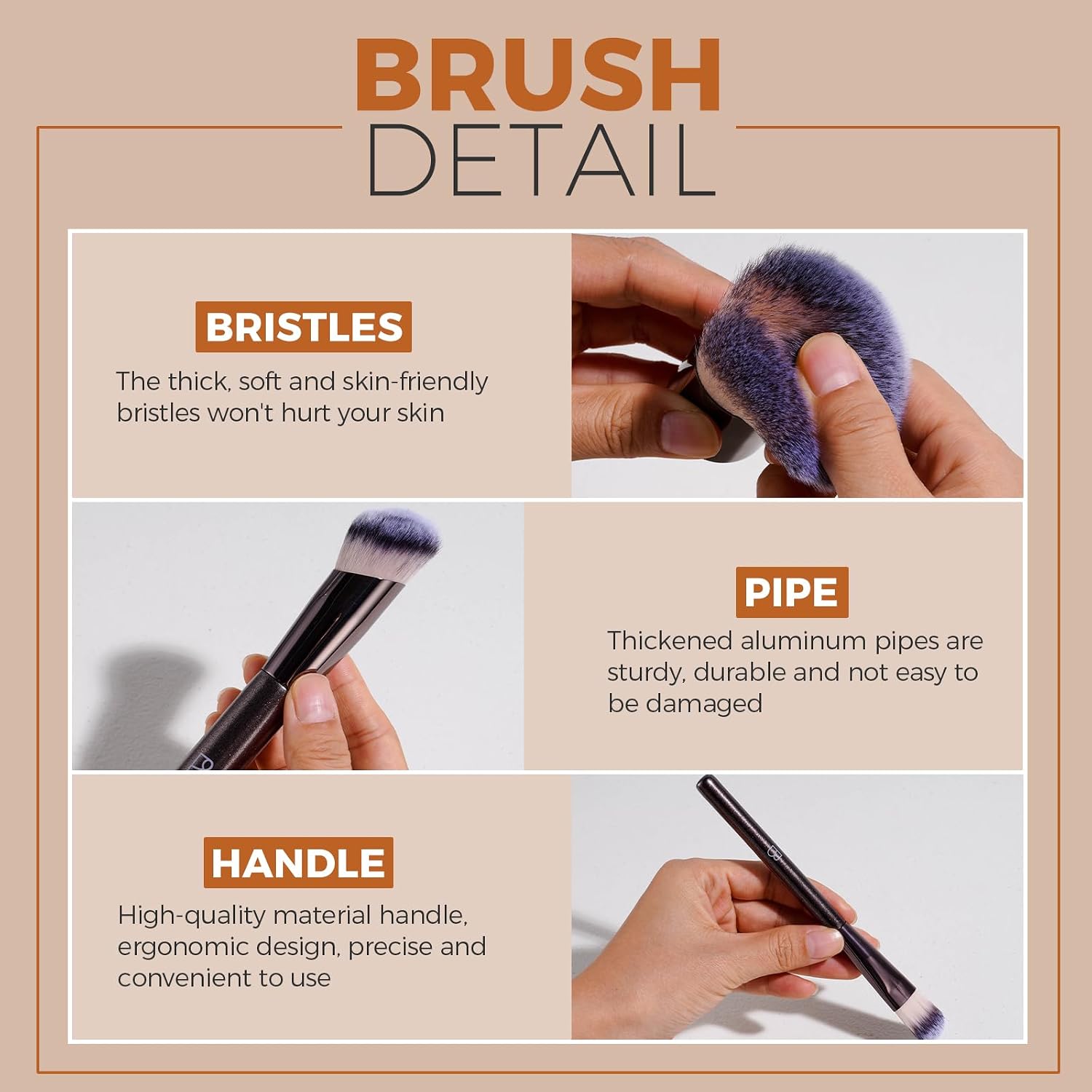 Travel Makeup Brush Set BS-MALL Ultra-Soft Synthetic Bristles Eyeshadow Brush, Foundation Brush for Liquid Makeup