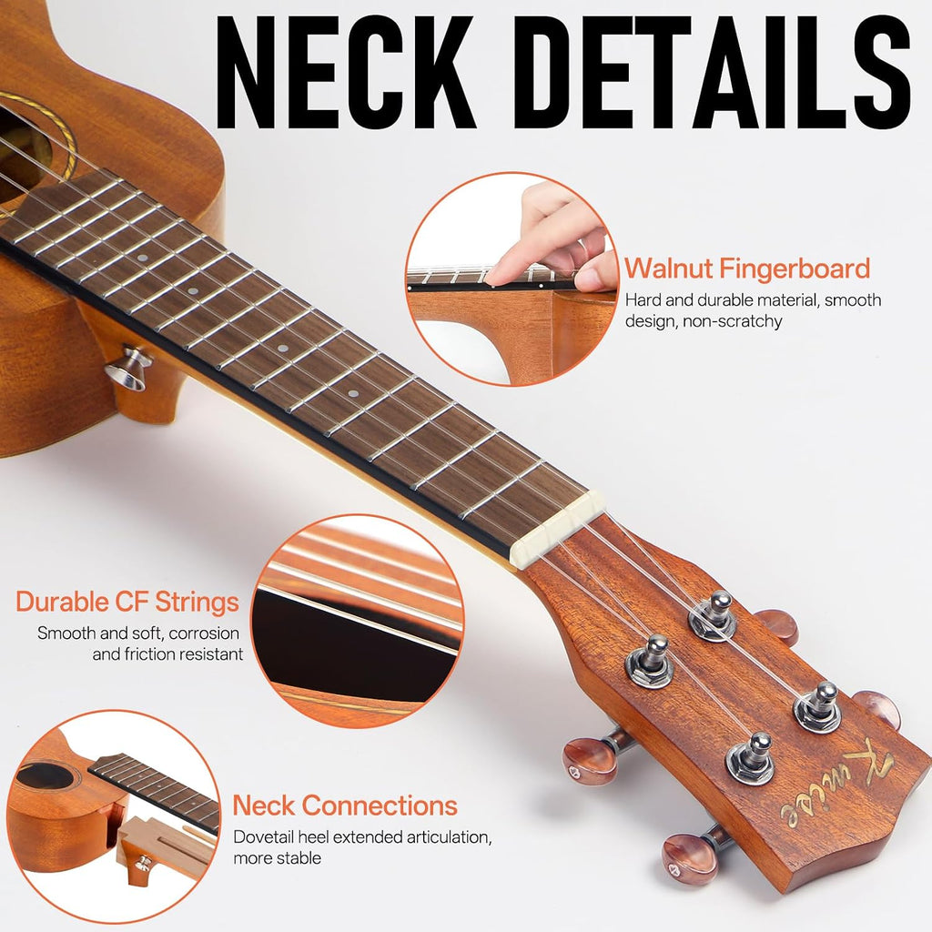 Professional Ukulele for Adult Beginner, Free Online Lesson 21 inch Soprano Mahogany Ukelele with Kids Ukele Bundle