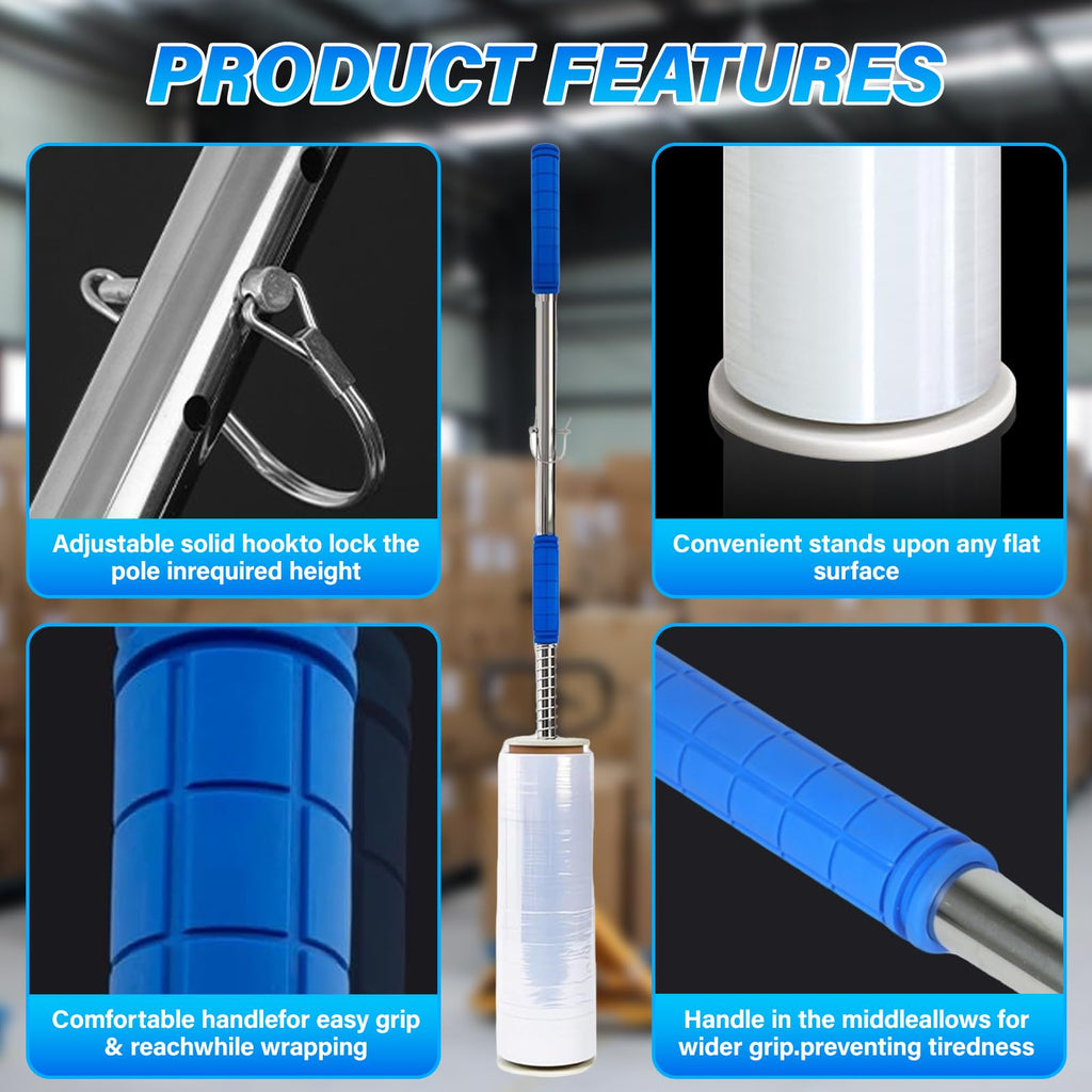 2-Pack 48 Inch Long Handle Stretch Wrap Dispenser Tool