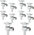 10PC HeSun 1/2" PEX-B Crimp x 3/8" OD Compression Angle Stop Valve | 1/4 Turn Shut Off Valve,for Bathroom, ASTM