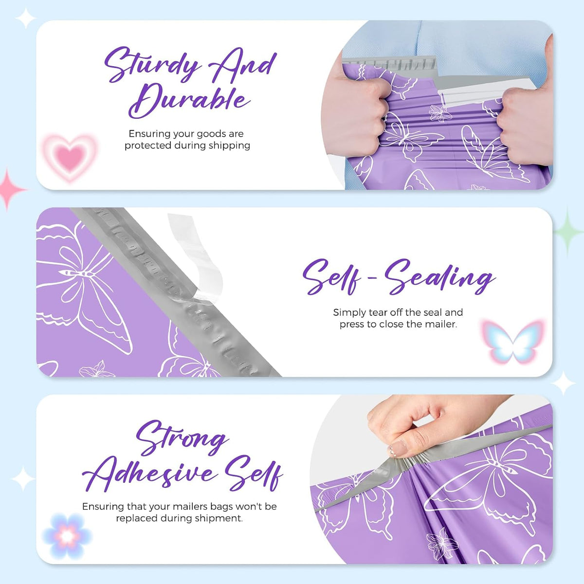 Poly Mailers 14.5x19 50 Pack, Large Shipping Bags for Clothes