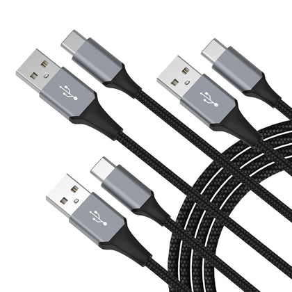 USB-C Cable 3-Pack (3ft/6ft/6ft), USB A to USB-C Fast Charging Cord, Nylon Braided, Compatible with 17/16/15 Pro Max