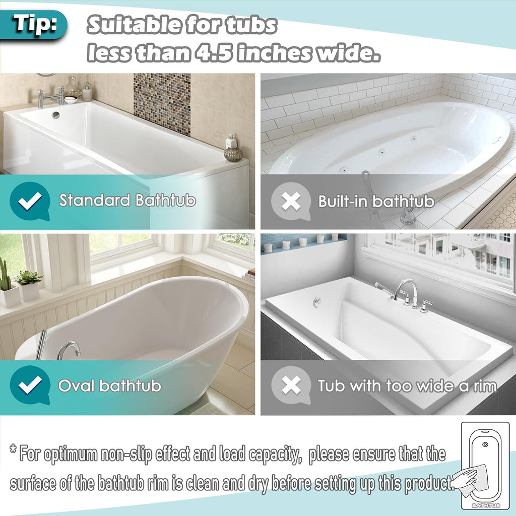 Saddle shape 2 Compartments Bath Toy Organizer, Easy Access for Children, Wide Opening Bath Toy Holder for Drying