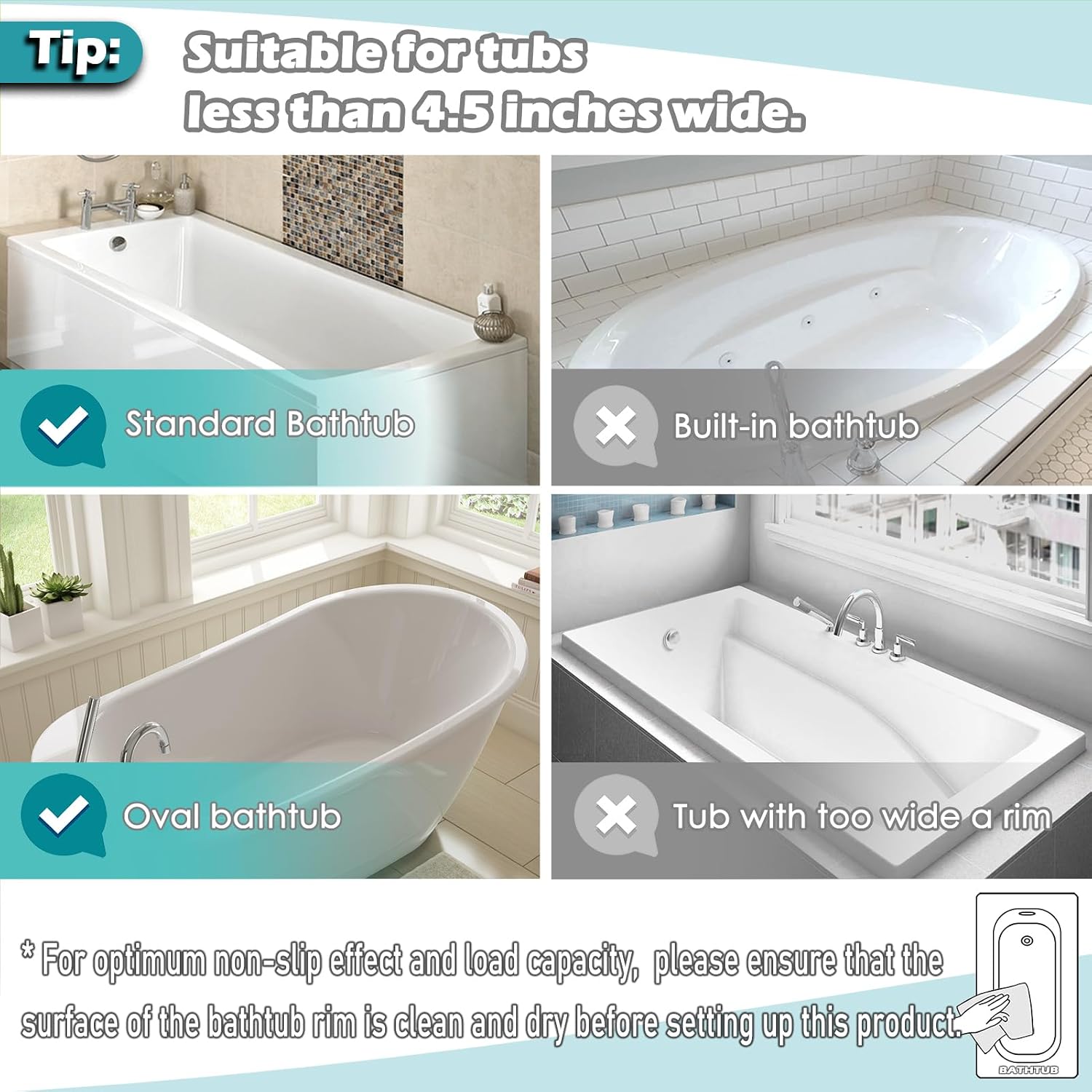 Saddle shape 2 Compartments Bath Toy Organizer, Easy Access for Children, Wide Opening Bath Toy Holder for Drying