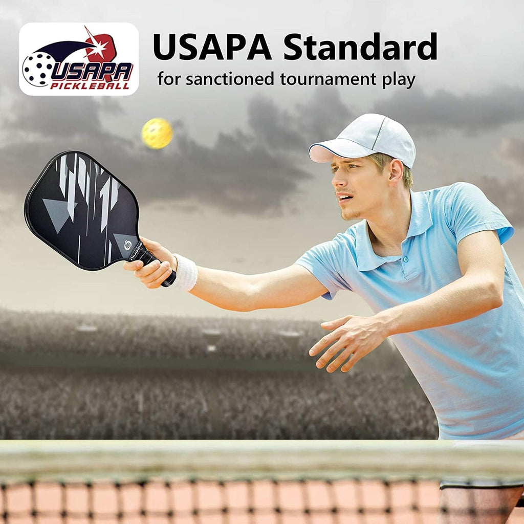 Pickleball Paddles Set of 2 or 4, USAPA Approved Fiberglass Pickleball Paddle Set with Balls and Bag, Polypropylene