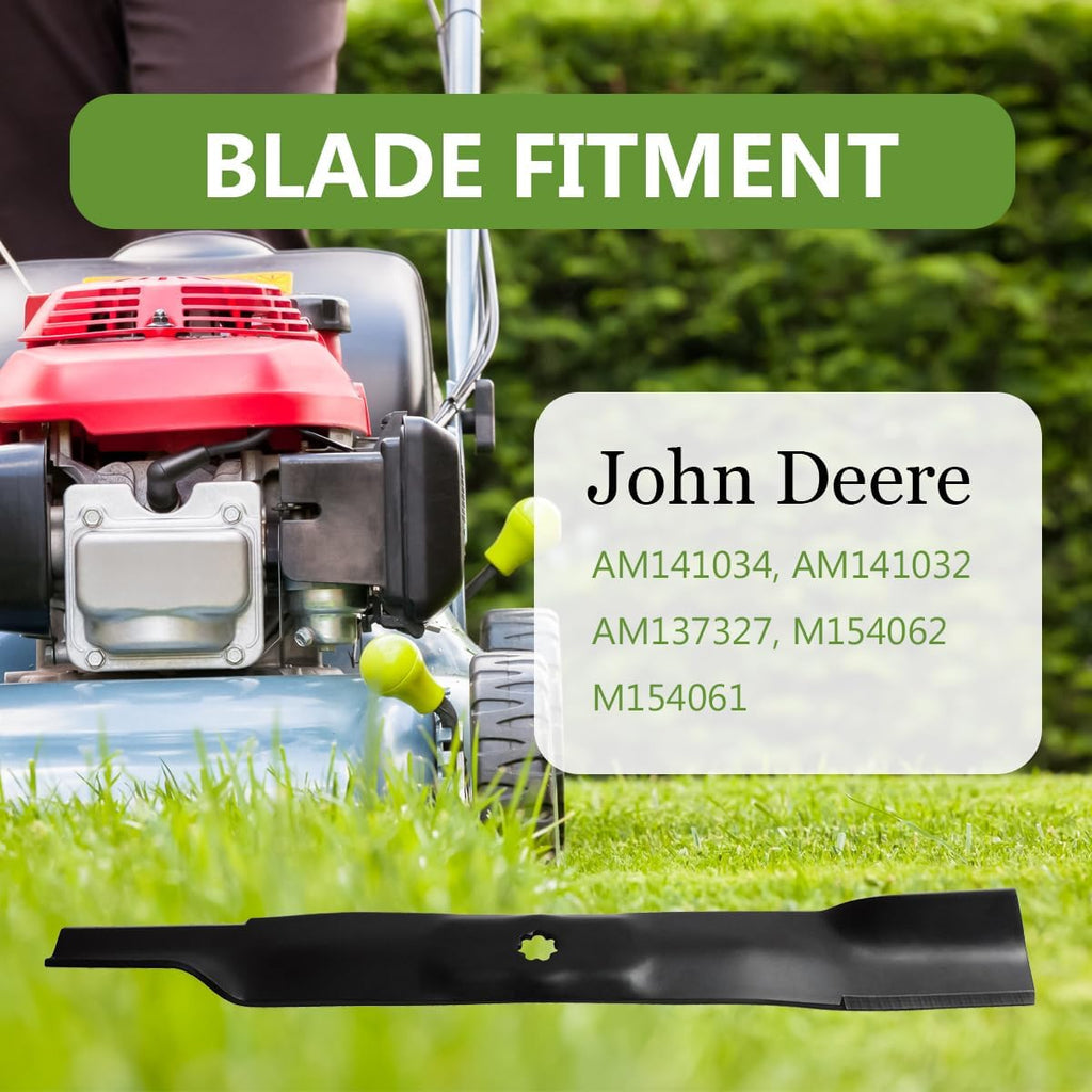 AM141034 Lawn Mower High Lift Blade for 42 Inch Deck John Deere D105 D110 LT160 LA135 Z225 - Heavy Duty Blade Replaces AM141034 AM141032 M154062 AM137327 M154061-2 Pack