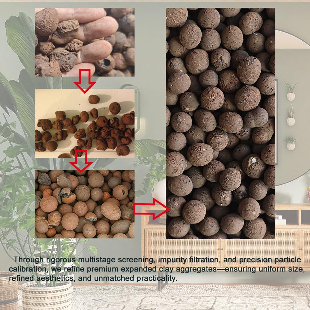 Natural Clay Pebbles 2LBS– 8mm-15mm Expanded Leca Balls for Hydroponics Plants Drainage Grow Media Reusable Soil