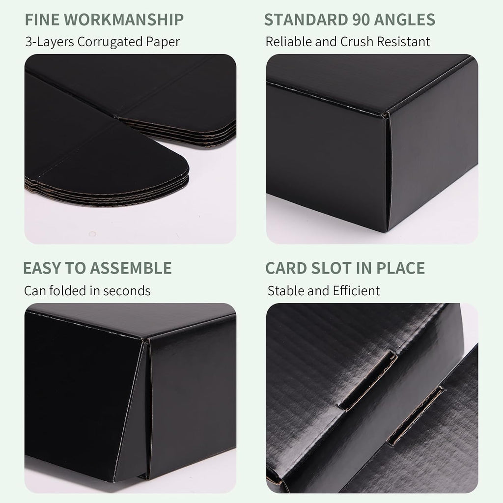 40 Pack 9x6x2 Inches Black Shipping Boxes, Cardboard Corrugated Mailer Boxes for Packaging Small Business, Small Gift