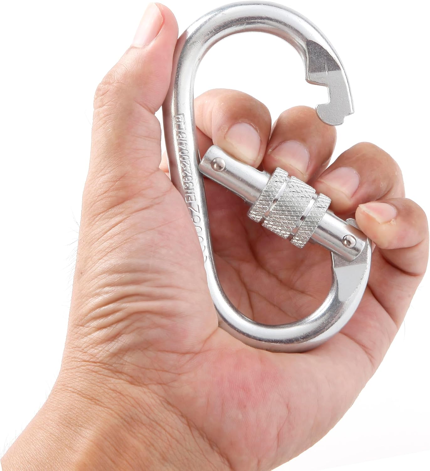Heavy Duty Climbing Carabiner, Rated 25kN(5620lbs), Screw Locking Carabiner Clip, Oval Shape Carabiner for