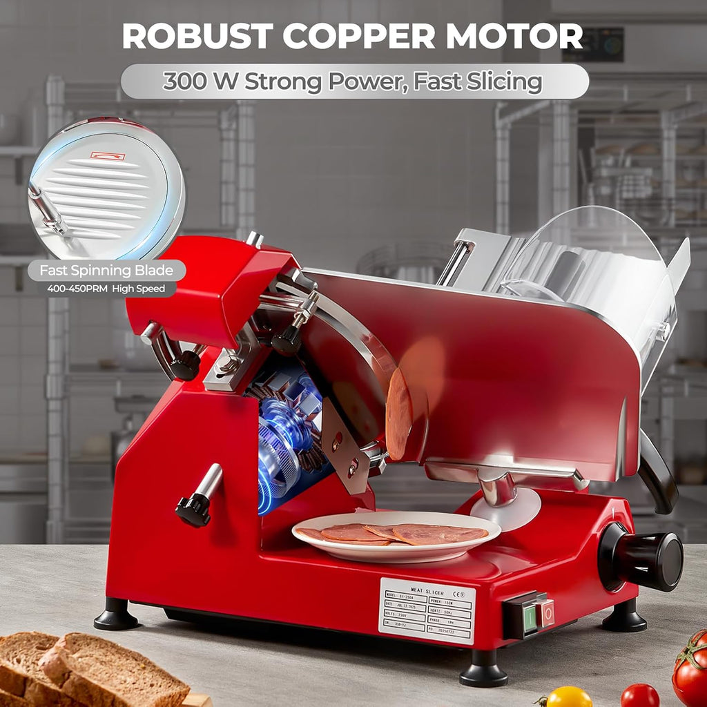 Commercial Meat Slicer, 300W Electric Deli Slicer, 10 Inch