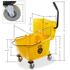 Commercial Mop Bucket with Side Press Wringer, 26 Quart, Yellow