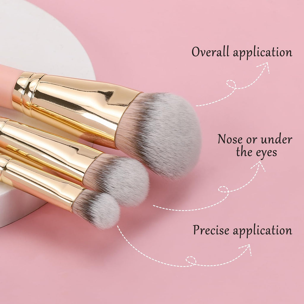 3Pcs Foundation Concealer Highlight Brush, Cat Paw Under Eye Brush | Large buffs foundation, blends contours, sweeps