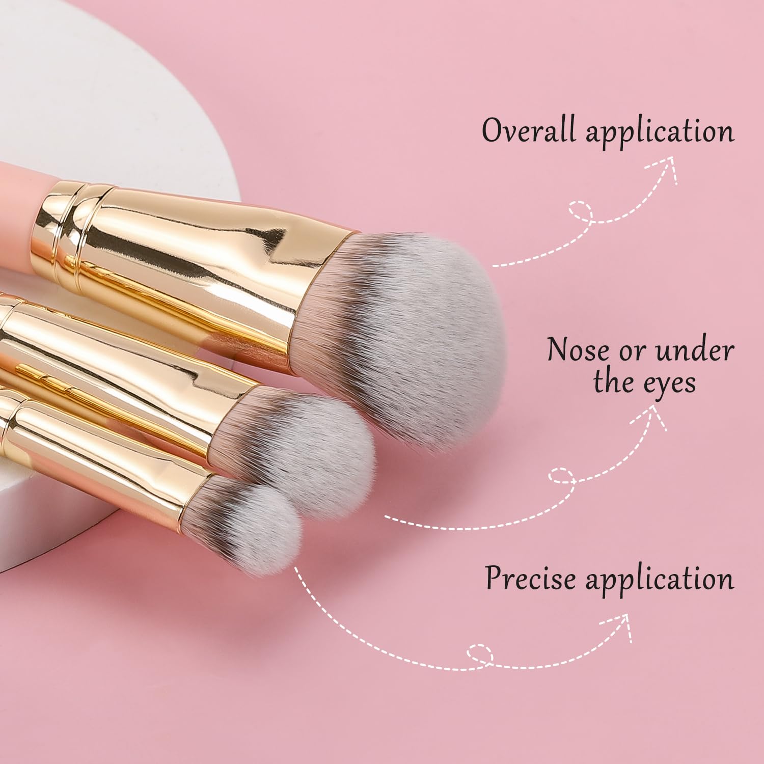 3Pcs Foundation Concealer Highlight Brush, Cat Paw Under Eye Brush | Large buffs foundation, blends contours, sweeps