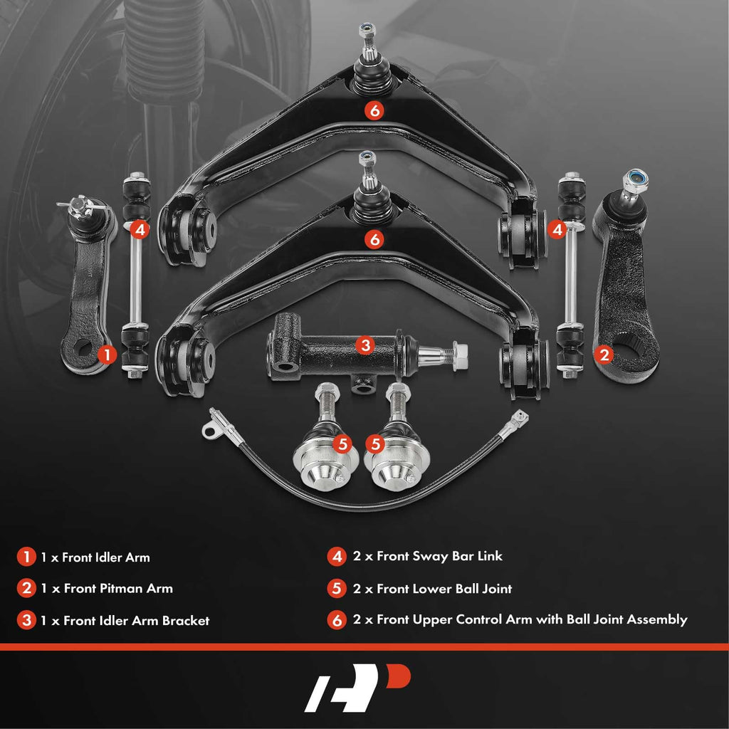 A-Premium 9Pcs Front Suspension Kit, Upper Control Arm, Sway Bar Link