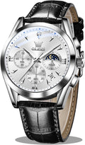 Men's Leather Analog Quartz Watch Luxury Chronograph Watch Waterproof