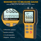 Manometer, Professional Air Pressure Meter, Dual-Port HVAC