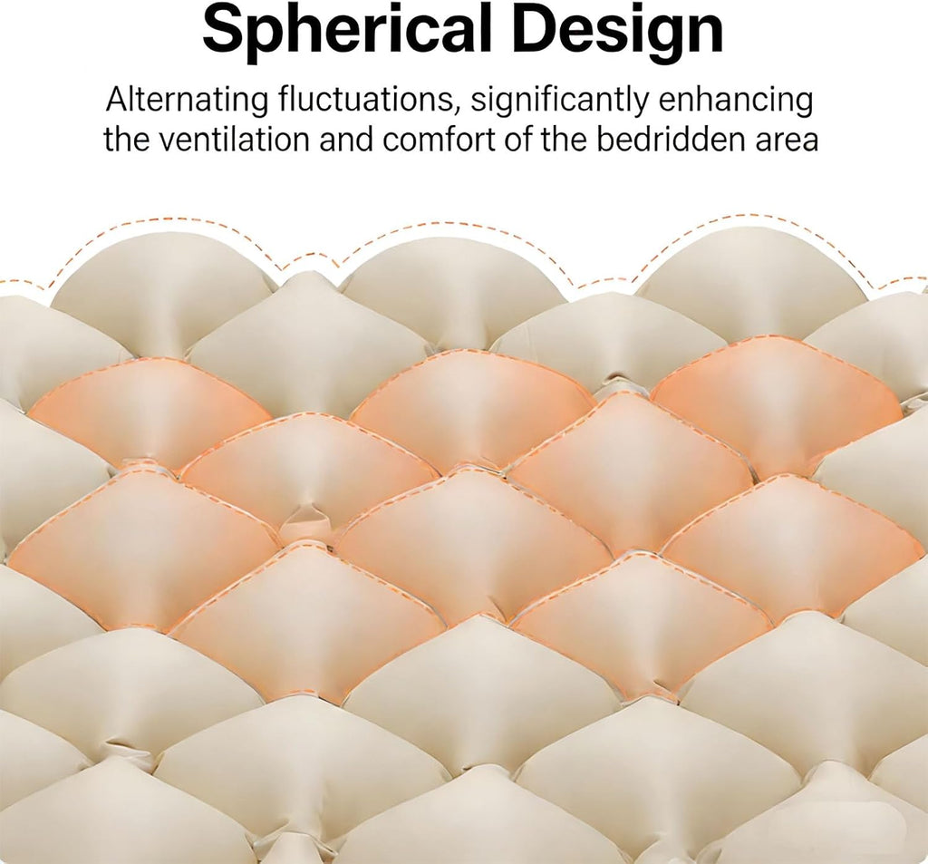 Alternating Air Pressure Mattress Pad Replacement – Pressure Relief Topper with 130 Air Cells – Waterproof & Heat