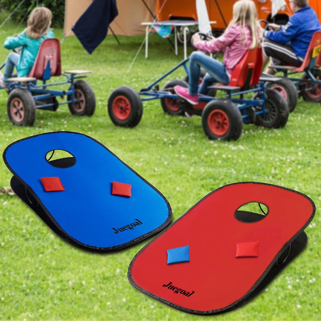 3x2ft Collapsible Portable Cornhole Game Set with 2 Cornhole Boards, 10 Bean Bags, Carrying Bag, and Tic Tac Toe Game