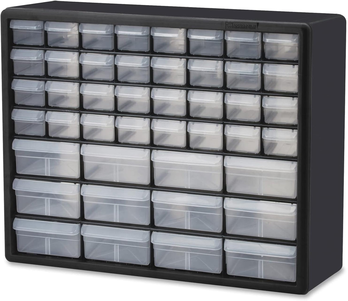 44-Drawer Plastic Storage Cabinet, 20"W x 6"D x 16"H, Black