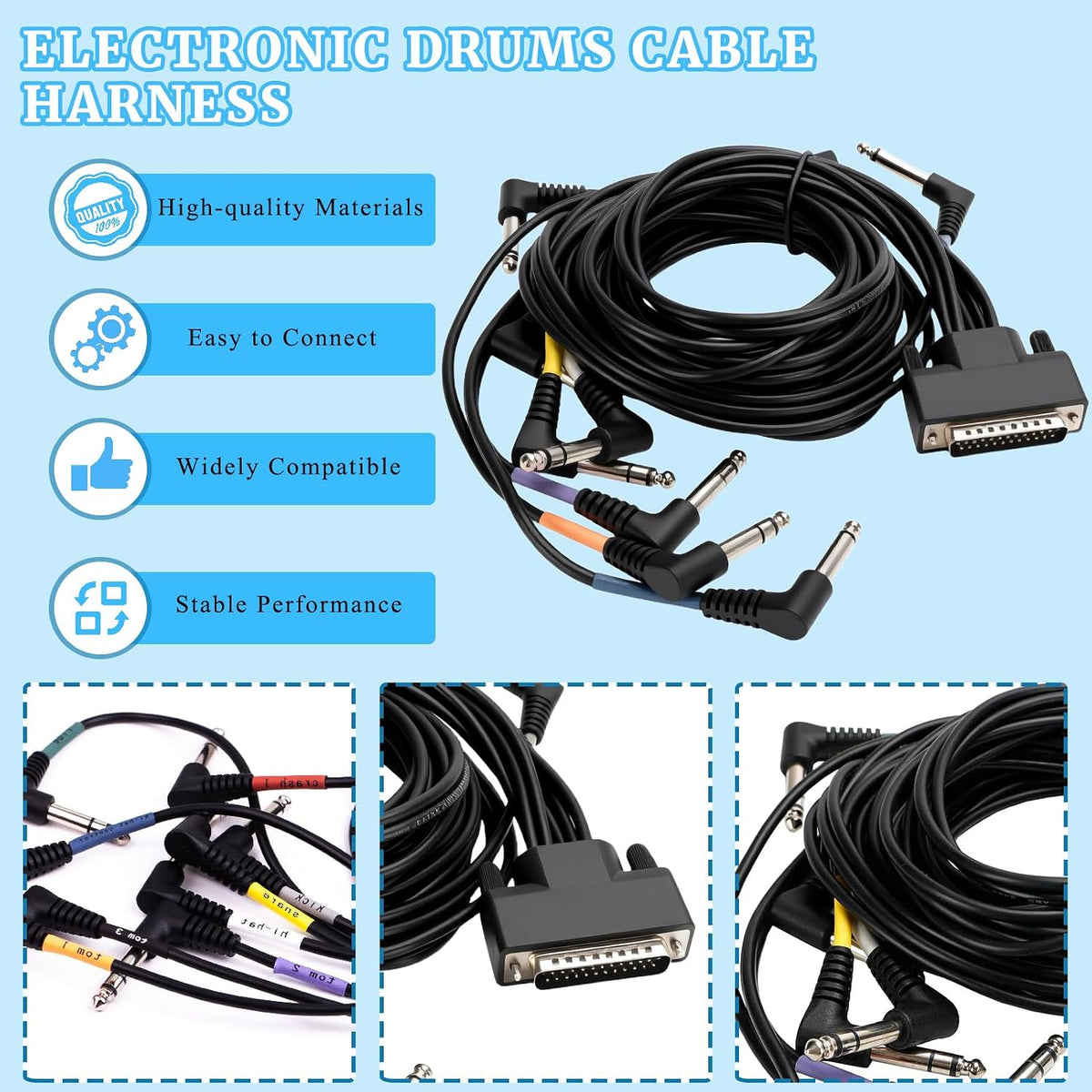 Cable Harness Snake Loom Replacement Compatible with Alesis Nitro Mesh Electronic Drum Set Module Surge Command Forge