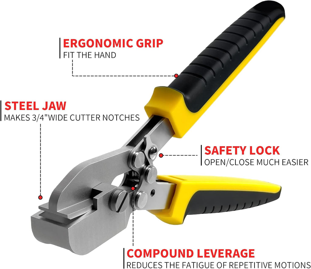 Pro Grade 3/4" J-Channel Cutter Notcher (Black/Yellow Handle)