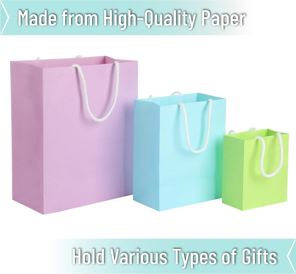 Paper Gift Bags with Handles, Assorted Sizes, 8 Pack