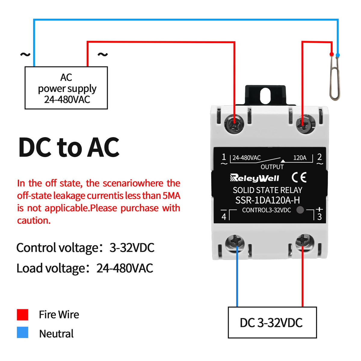 Solid State Relay 120A, DIN Rail SSR, ReleyWell