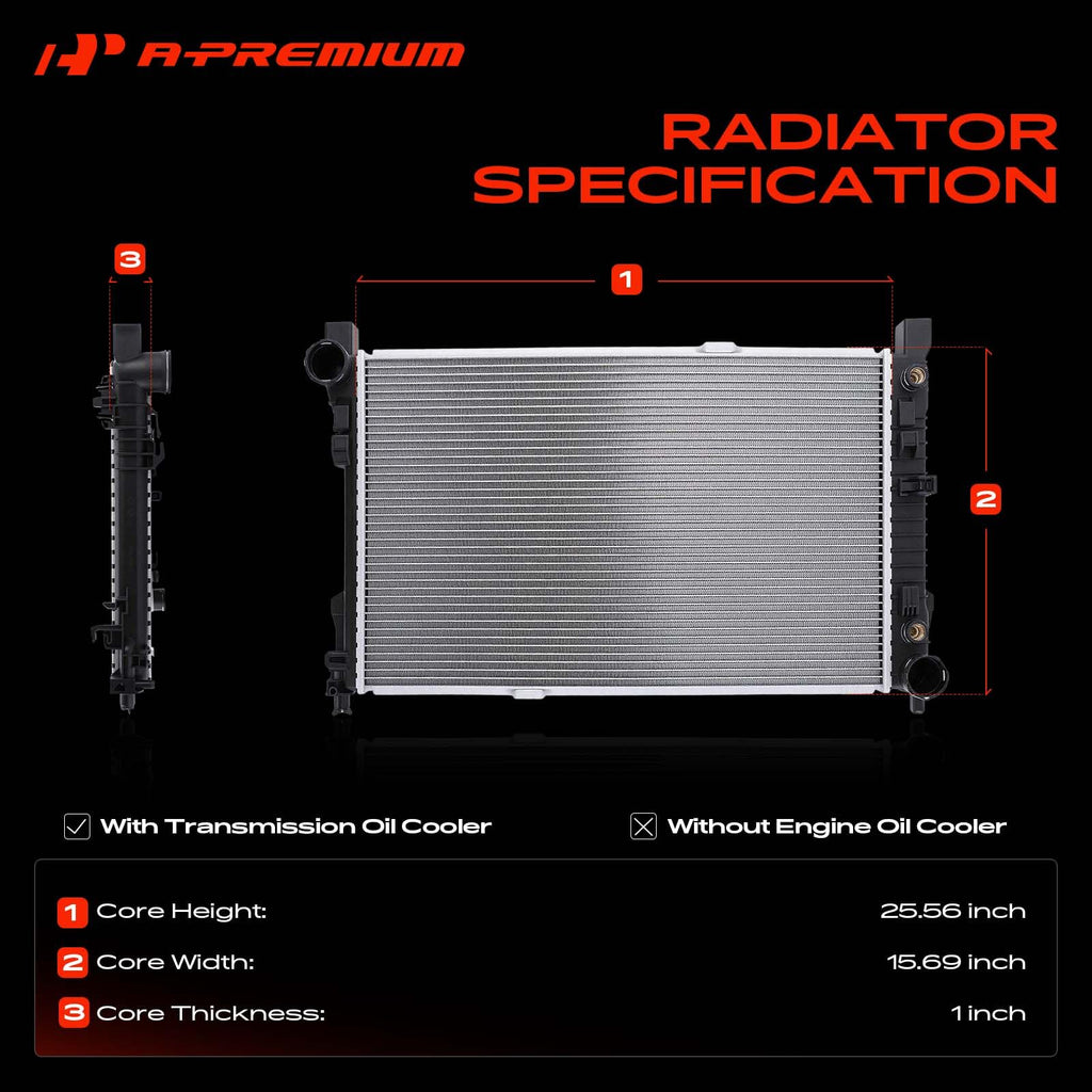 A-Premium Engine Coolant Radiator Assembly with Transmission Oil Cooler