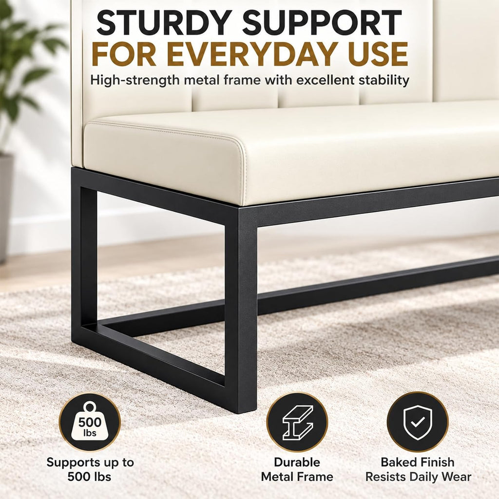 Restaurant Booth Seating, Upholstered Bench with Back, 35.4in