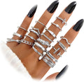 20Pcs Stackable Rings for Women, Gold Black Silver Knuckle Ring Set, Dainty Chunky Statement Rings for Daily Wear
