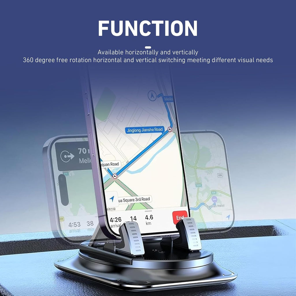 Car Dashboard Phone Holder, Rotatable One-Hand Operation Bracket, Anti-Slip Waterproof Navigation Mount with Strong