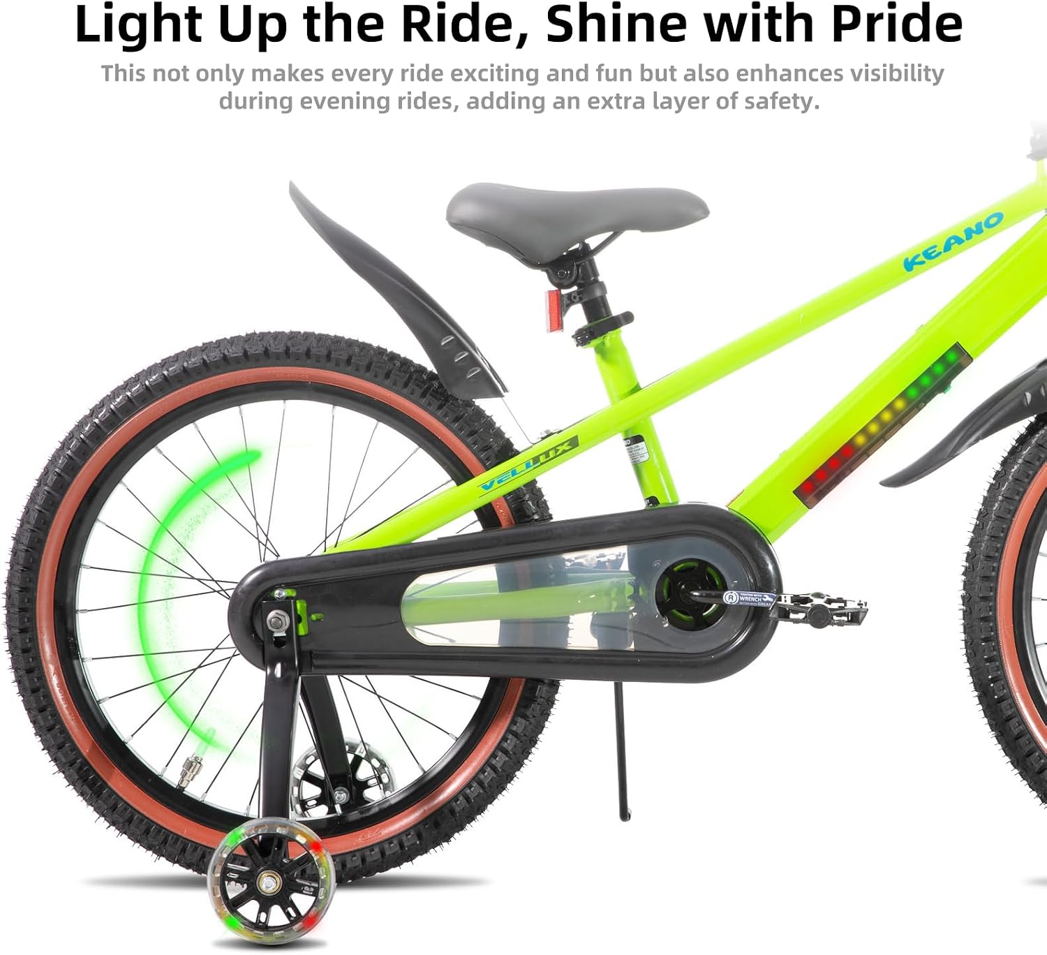 12-20" Kids Bike for 3-10 Yrs, Light-Up Training Wheels | Light-Up Frame Kids' Bicycle for Boys Girls Ages 3-10 First