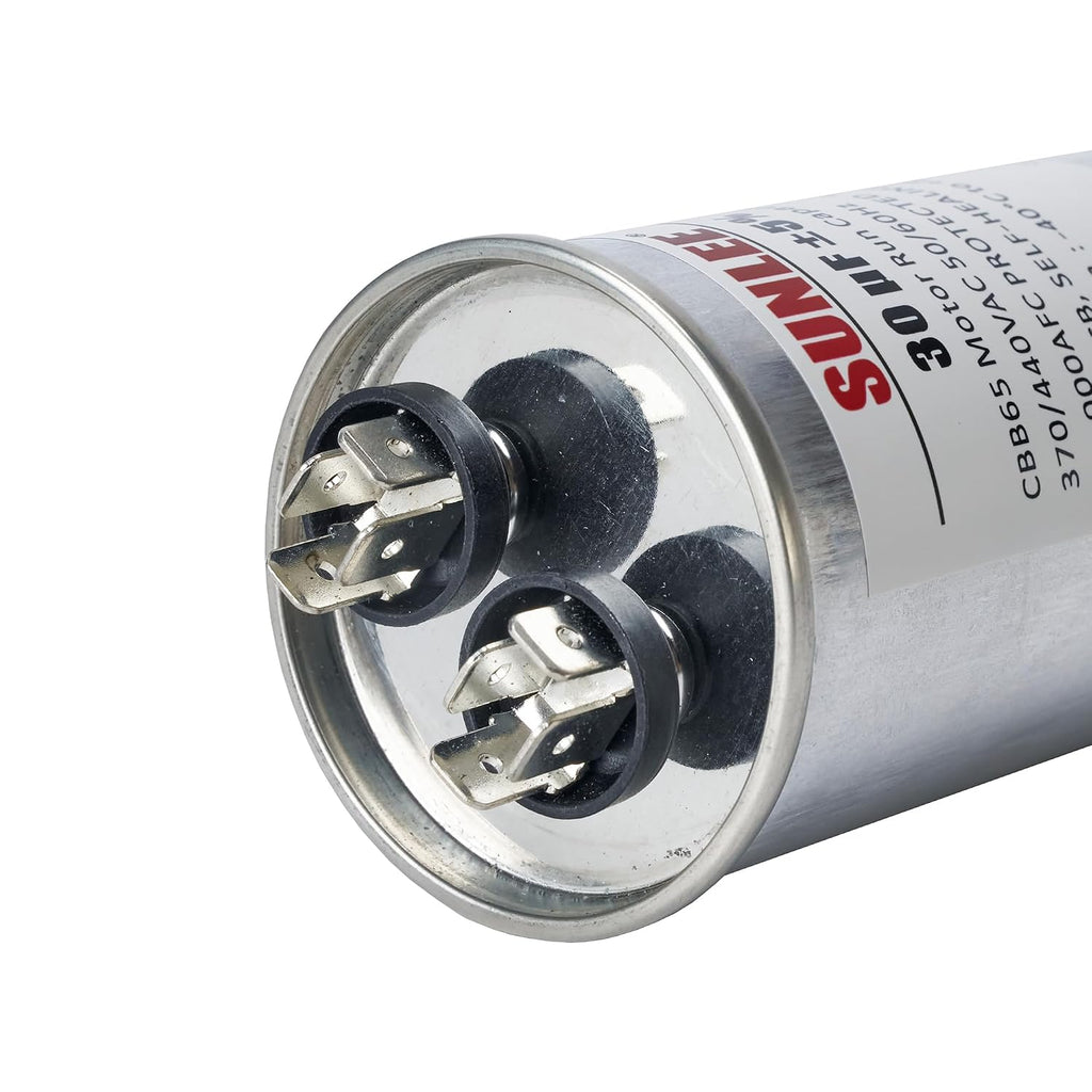 SUNLEE UL Recognized Single Run 60 uF (60 MFD) 370/440 VAC CBB65 Capacitor, 50/60 Hz, Reliable Replacement for AC Condenser Fan Motor, Heat Pump or Pool Pump