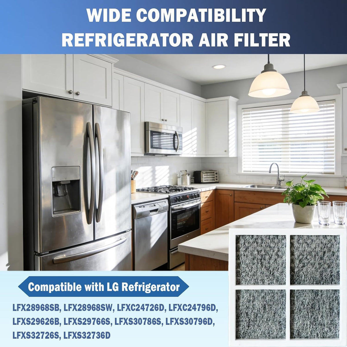 Refrigerator Air Filter Fit for LG LFX28968SB, LRFXC2606S, LFXS29766S