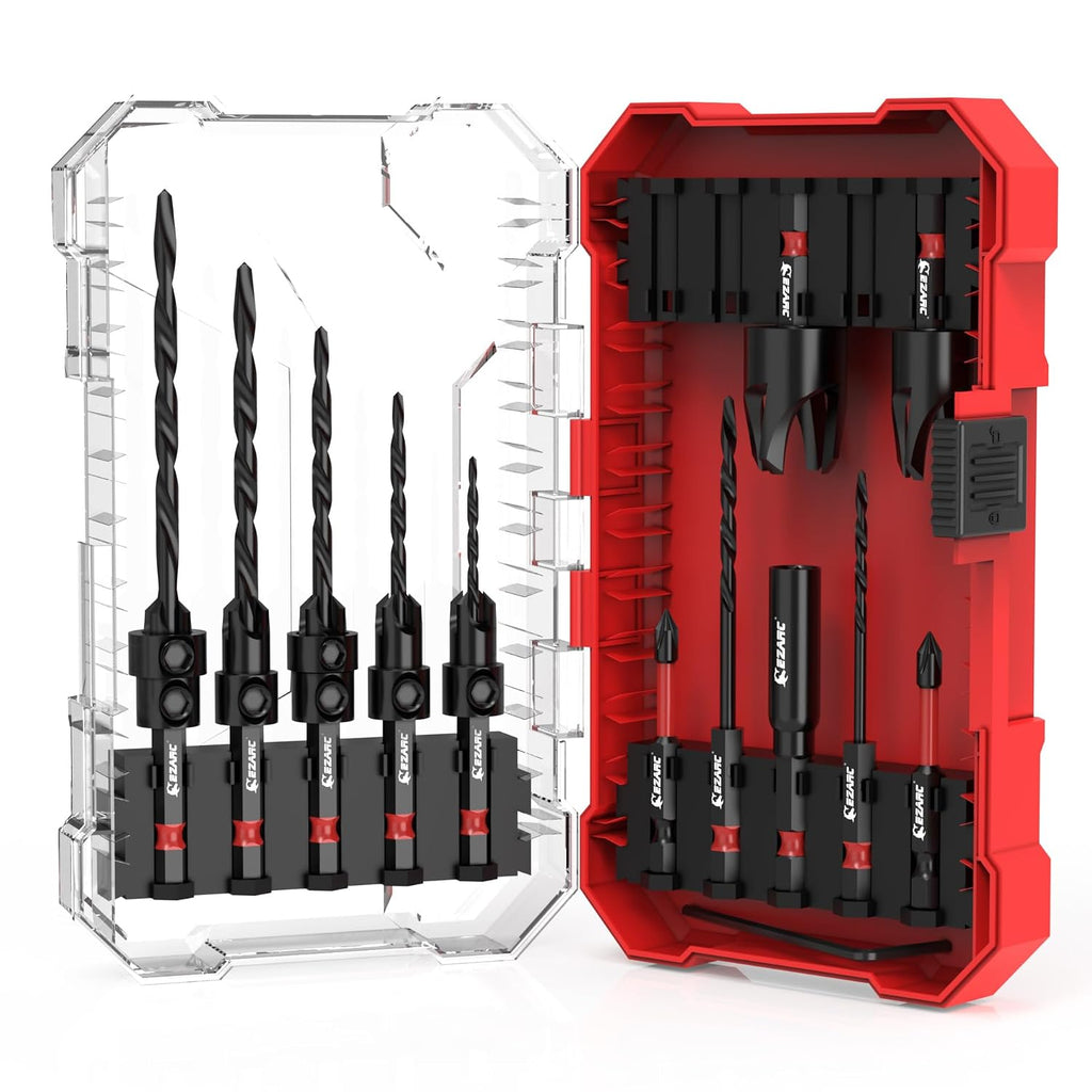 EZARC Countersink Drill Bit Set, 15PCS Tapered Bits with Plug Cutters