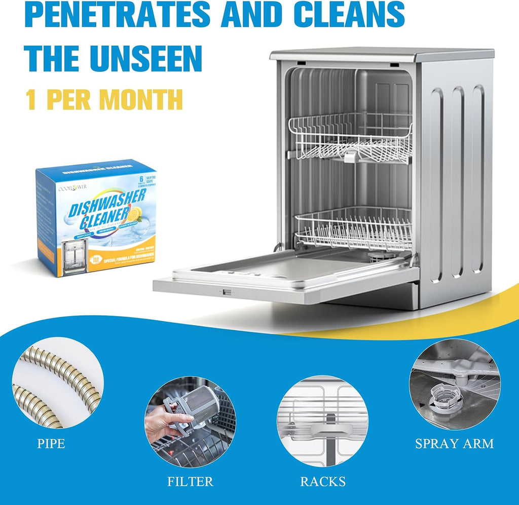 Dishwasher Cleaner and Deodorizer Tablets-6 Pack