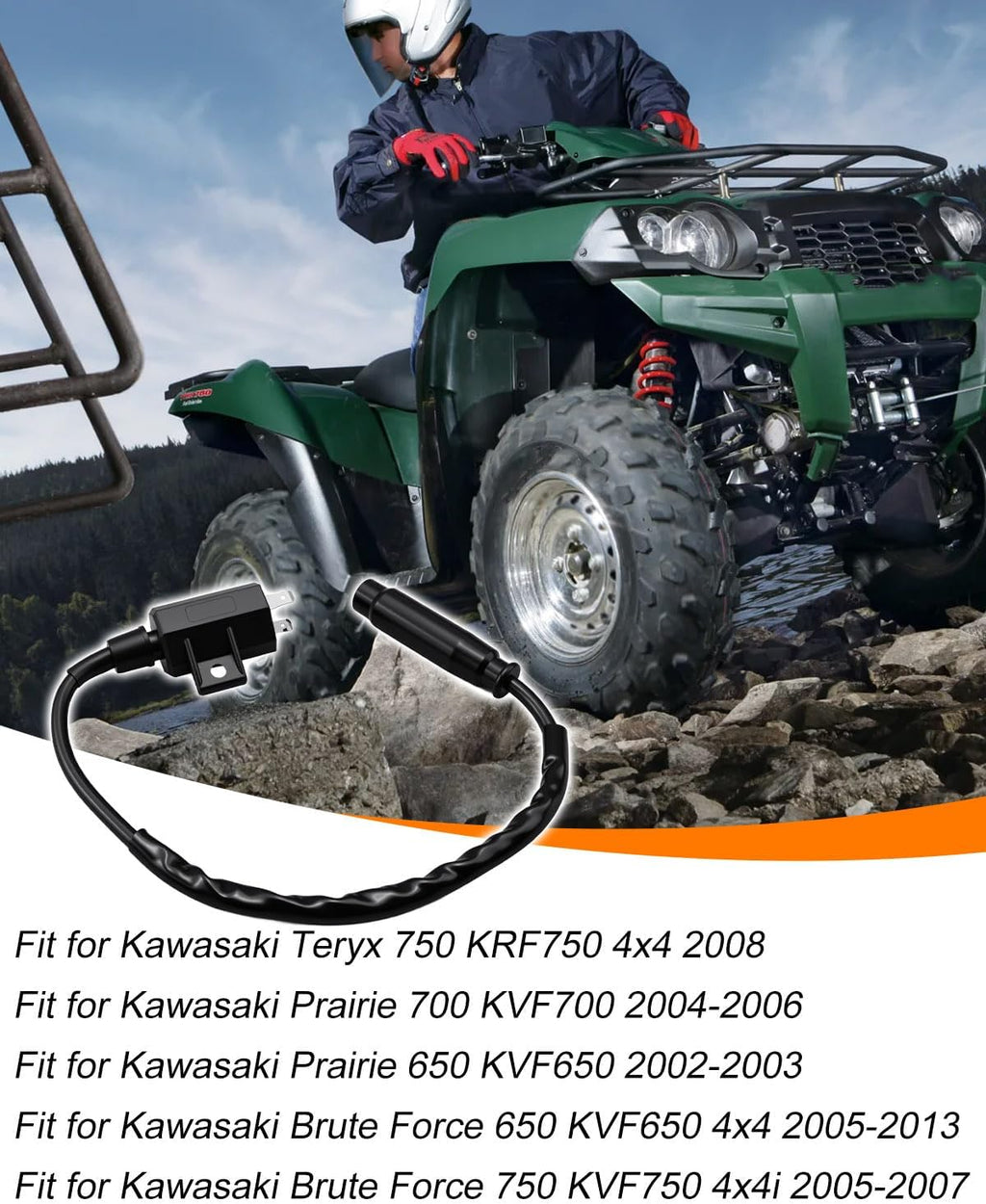 Ignition Coil and Spark Plug Fit for Kawasaki Brute Force 650 750 Prairie