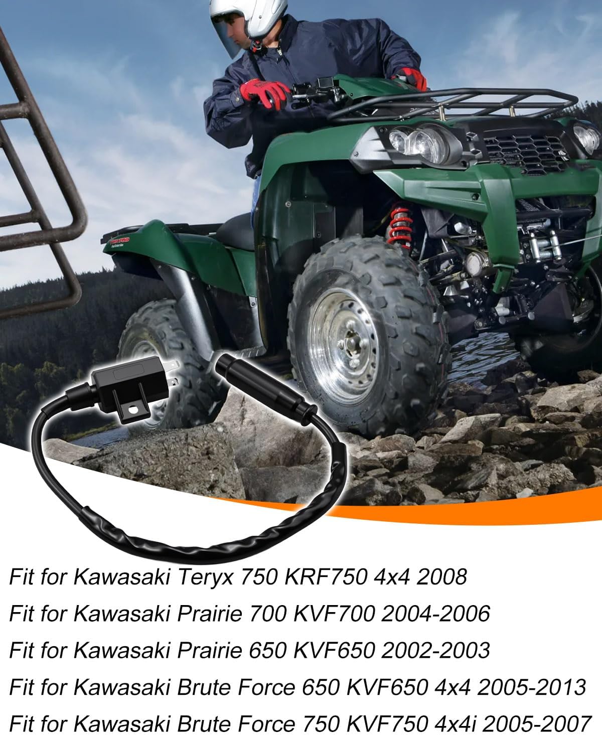 Ignition Coil and Spark Plug Fit for Kawasaki Brute Force 650 750 Prairie