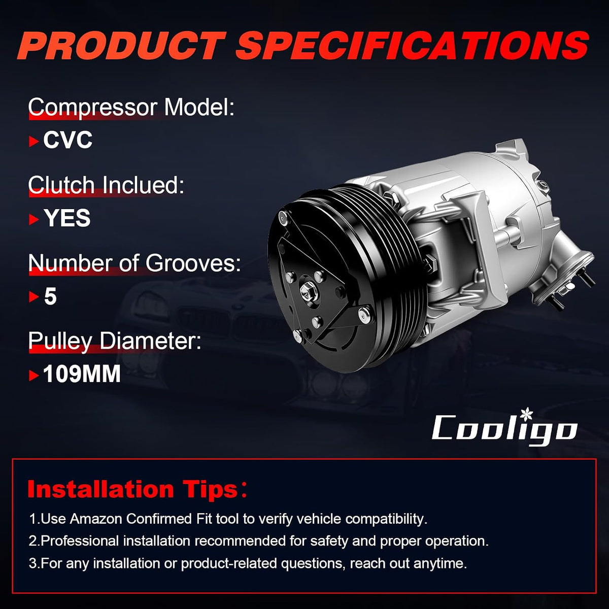 A/C Compressor with Clutch Fits for Chevry Malibu 2.4L 2008-2012,CO20741C