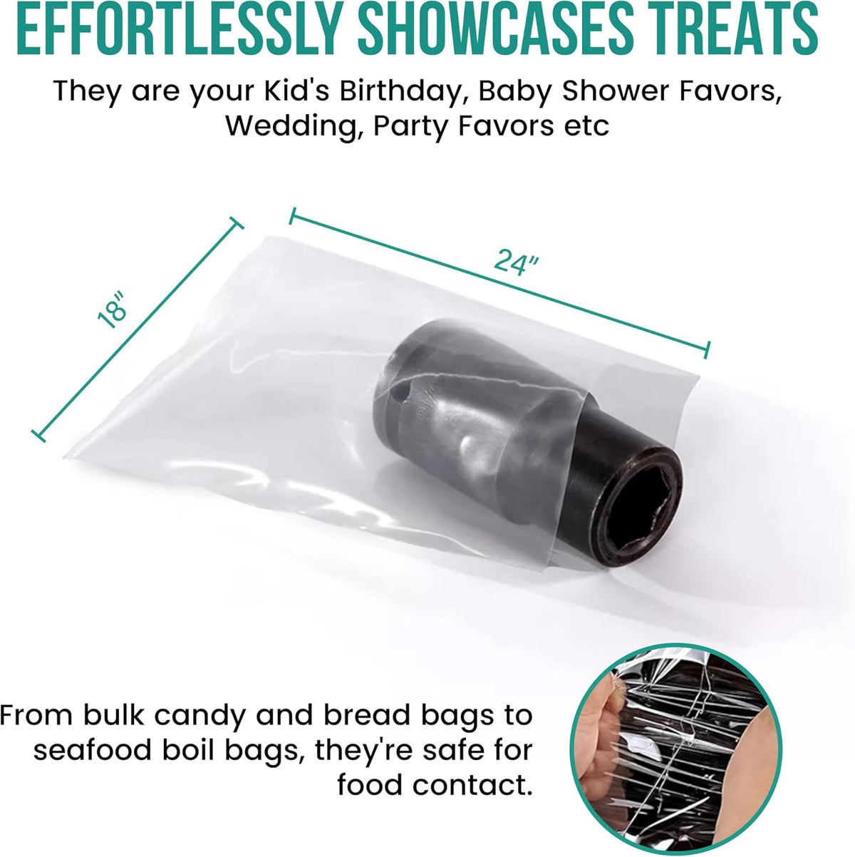 18" x 24" (100 Count) Open End Flat Top - 4-Mil Super Heavy Duty Clear Poly Bags for Packaging, Shipping, Storage &