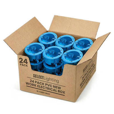 Select 24 Pack Remodel Plastic Ceiling Box 4 Inches Round PVC Old Work Electrical Box with Ground 18 cu in
