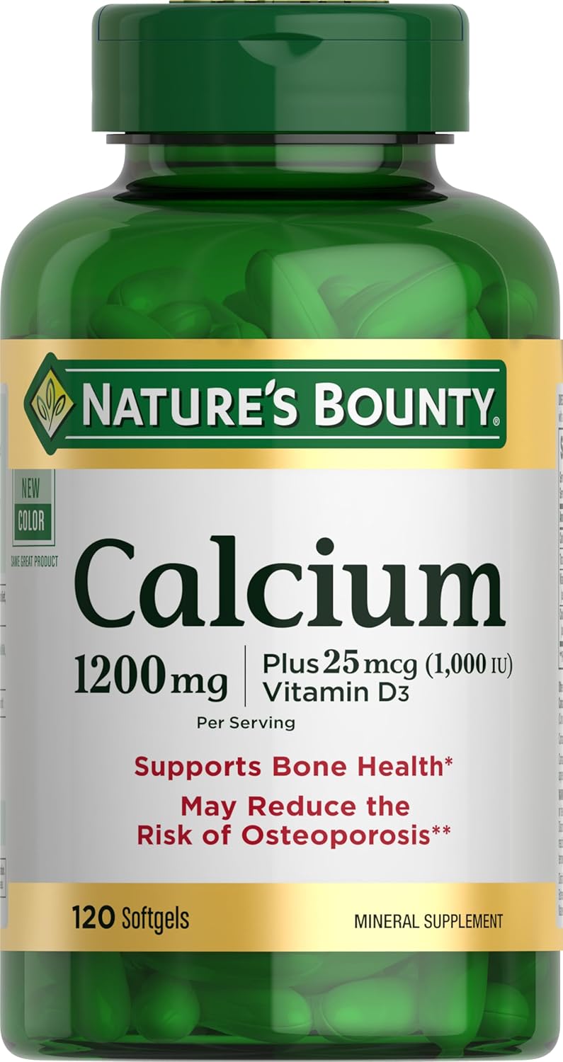 Calcium 1200 mg with 1000 IU Vitamin D3 - Bone Health Softgels, Calcium and Vitamin D Supplement, Gluten Free, 2