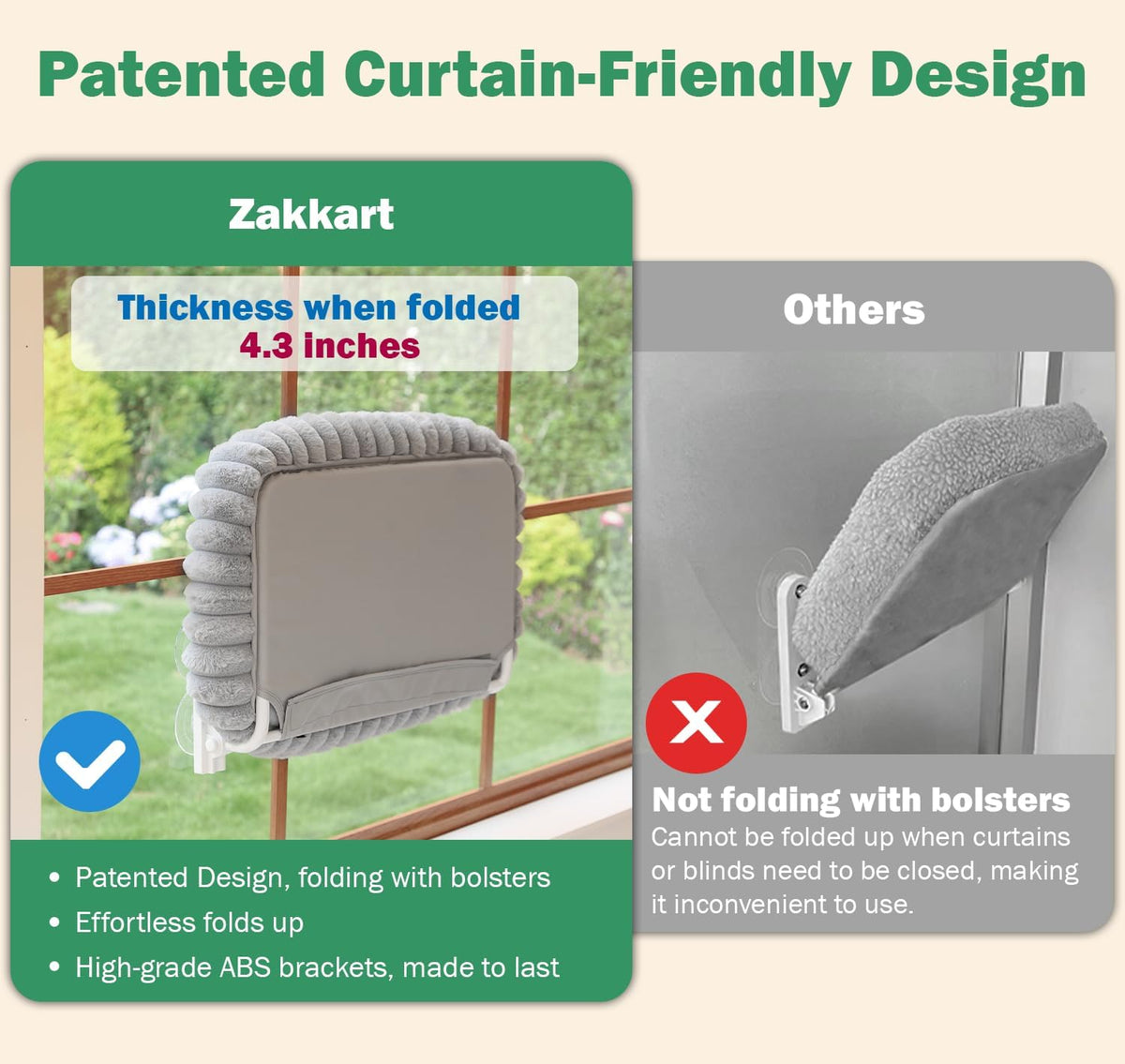 SnugCloud Foldable Cat Window Perch (Brown, L)