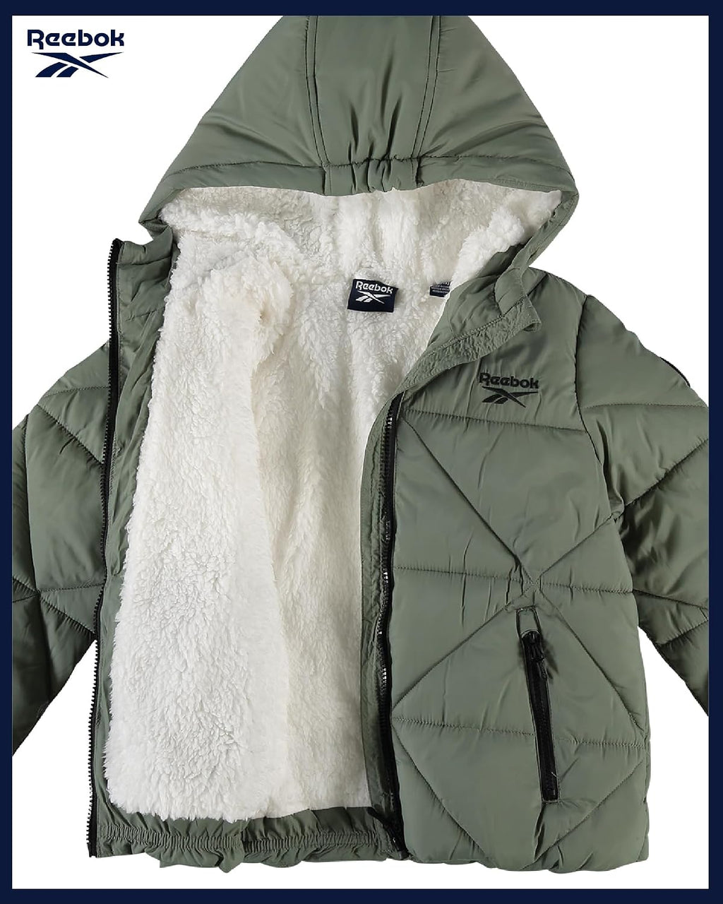 Girls Heavyweight Quilted Cropped Puffer Parka with Sherpa Lining | Plush Faux-Fur Trim, Wind-Blocking Hood, Deep