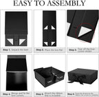 Black Gift Box with Ribbon Magnetic Lids 10.2x9x3.74 in, Bridesmaid Groomsman Proposal Boxes, Wedding Graduation