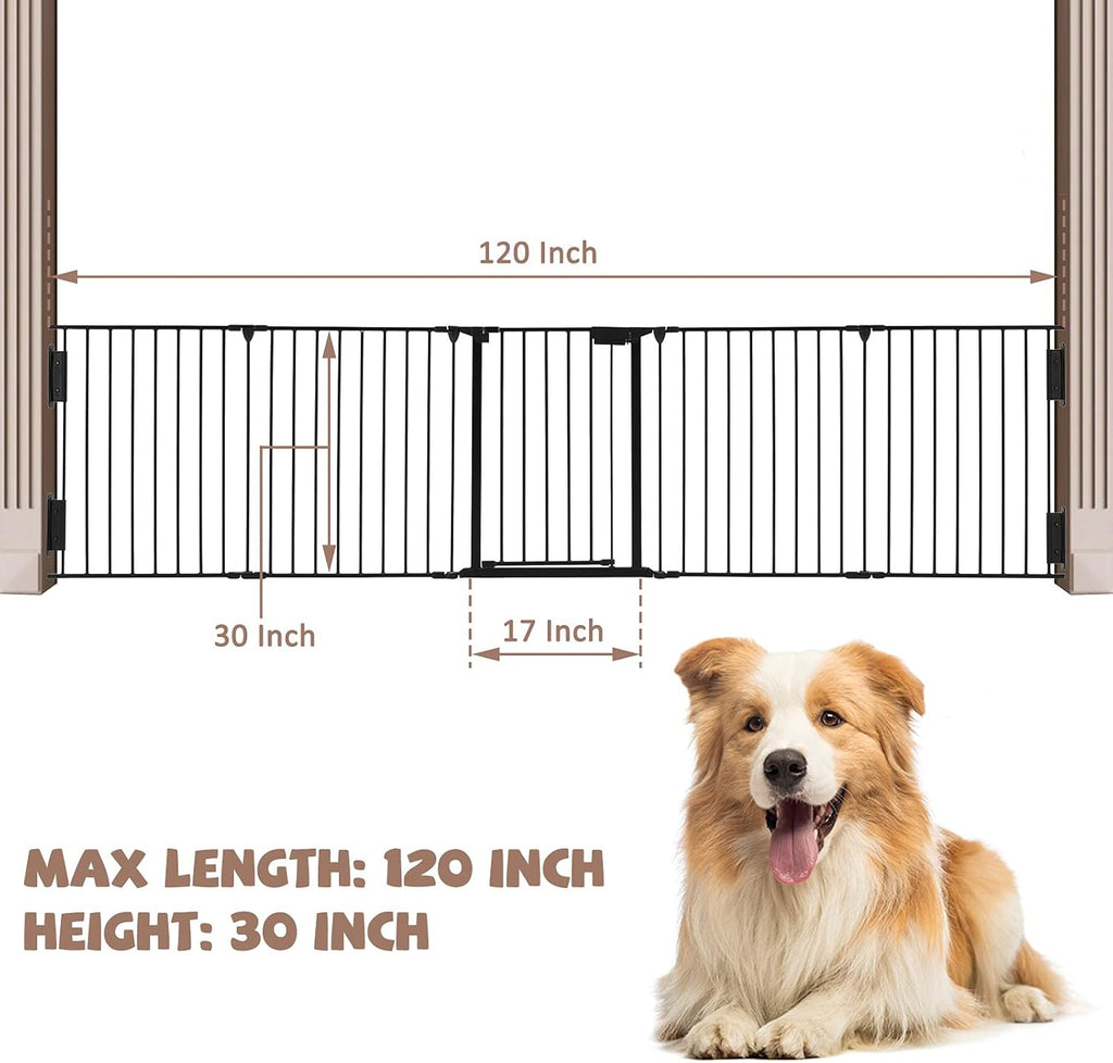 118" Wide Baby Gate Metal Safety Playpen - Fireplace Fence for Toddler/Pet/Dog, Fits 72"- 118" Wide, 5-Panel (30" H