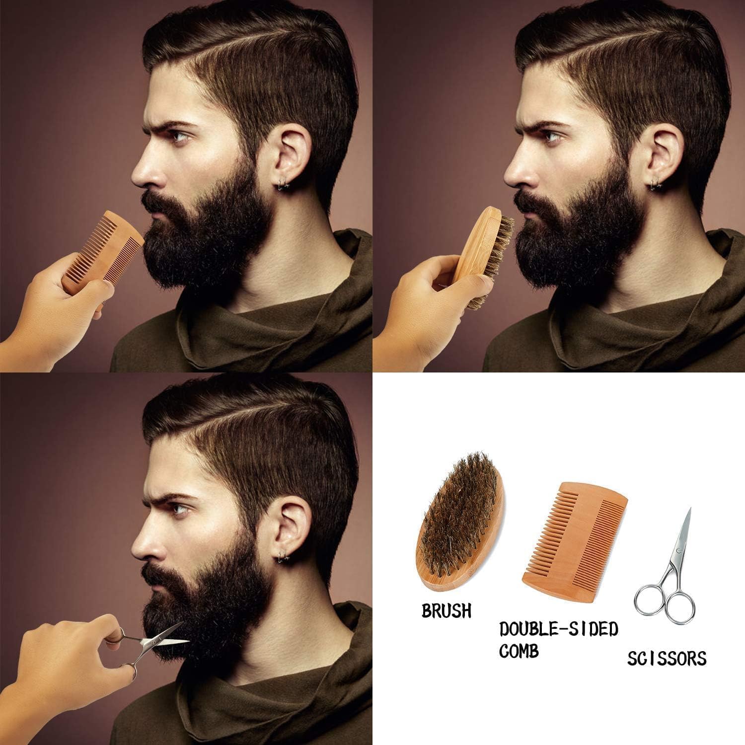 Beard Grooming Kit,Beard Kit with Beard Oil,Beard Growth Serum,Beard Wash, Beard Balm,Beard Brush, Beard Comb, Beard