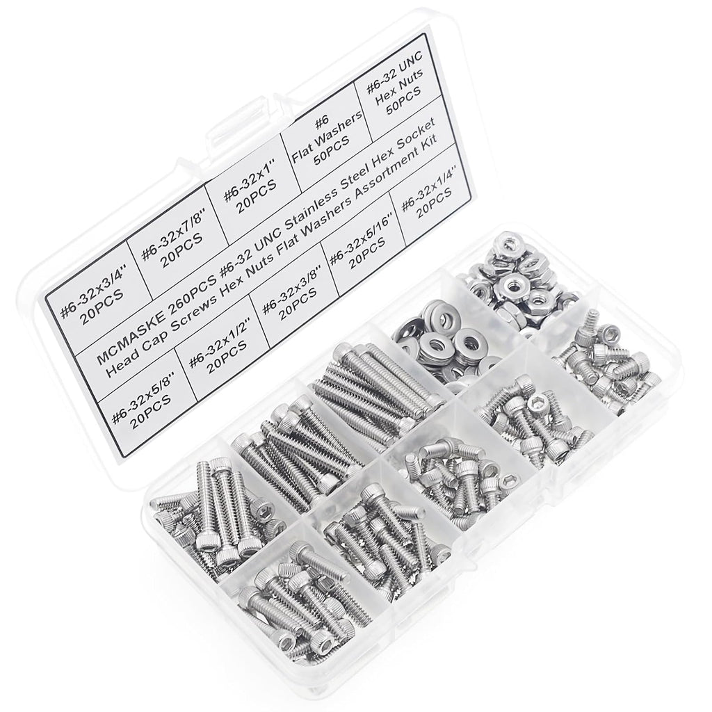 #6-32 UNC 304 SS Knurled Socket Head Cap Screws Nuts & Washers Kit