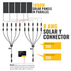 BougeRV Solar Y Connectors 1 to 5 Parallel Connectors Extra Long, 1 Pair