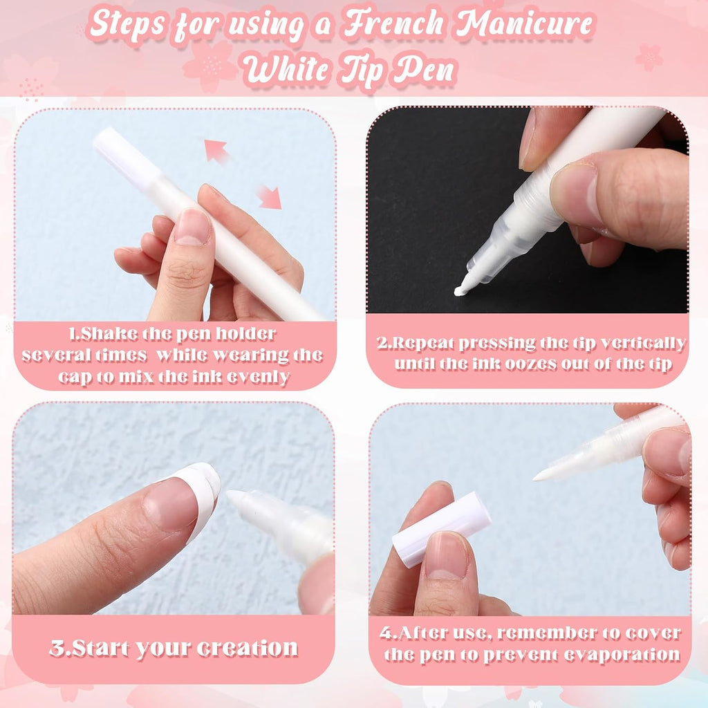 French Manicure Kit 2 Pcs Tip Pen 111 Nail Stickers Strips Tool